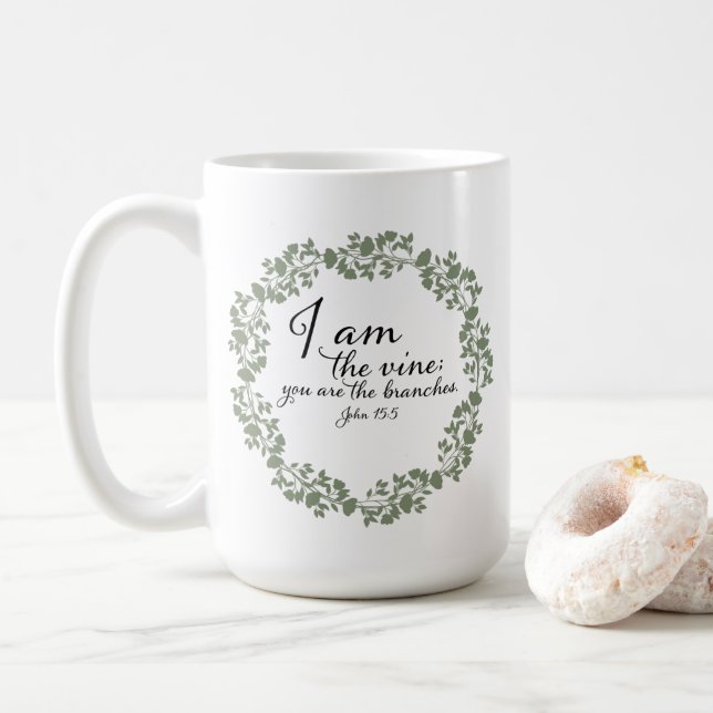 Mug Mug: Écriture-Je suis la vigne (Avec donut)
