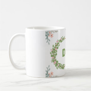 Mug "Mug initial floral vert et rose"