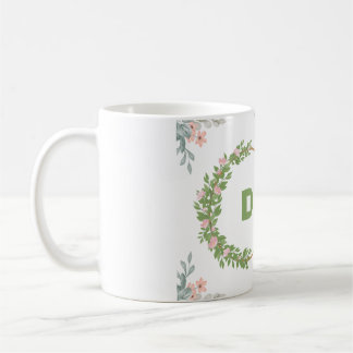 Mug "Mug initial floral vert et rose"