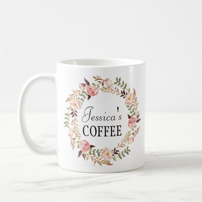Mug, Mug Nom Personnalisé, Floral-7 (Gauche)