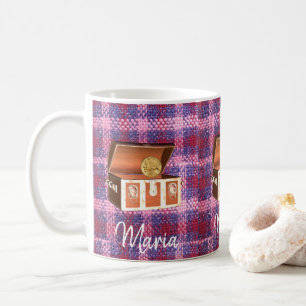 Mug Mugue à carreaux roses pour coffre