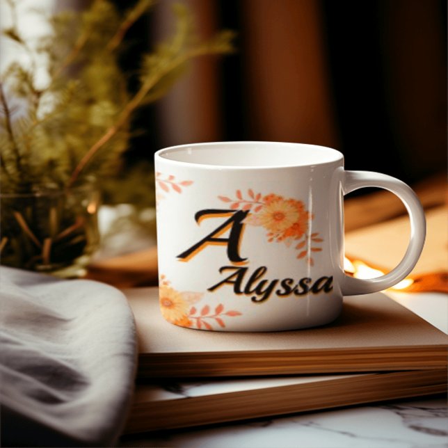 Mug Mugue à monogramme floral personnalisé - Nom perso (Créateur téléchargé)