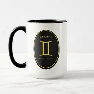 Mug Mugue Emblème Ovale en Or Zodiaque Gémeaux | Astro