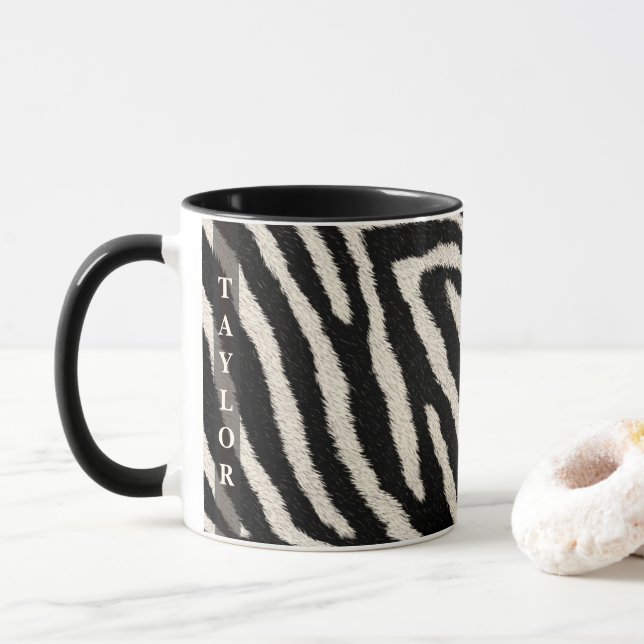 Mug Mugue Impression Zèbre avec Nom Personnalisé (Avec donut)