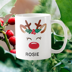 Mug Muguet de Noël Baies de Houx Renne Aquarelle