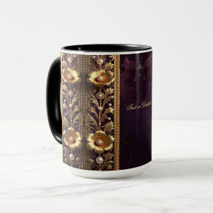 Mug Mugueuse Ornementale Florale Dorée