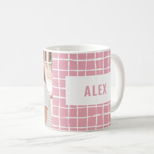 Mug Multi photo rose vérifier fun typographie meilleur (Devant droit)