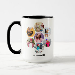 Mug Multiphoto Collage moderne Nom personnalisé