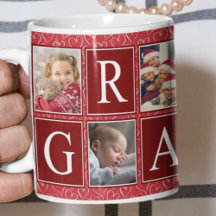Multiphoto Red Heart Motif Grandma Photo