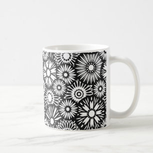 Mug muqueuse florale noire et blanche