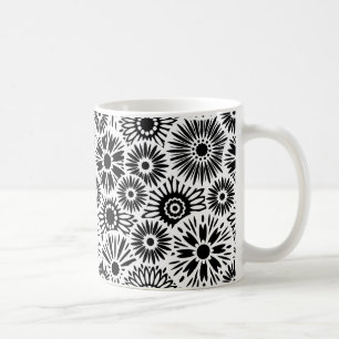 Mug muqueuse florale noire et blanche