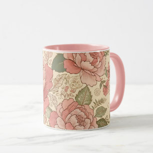 Mug Muse Florale Poussiéreuse - Style Batik Rose Pouss