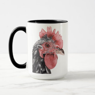 Mug Musique à coq noir gras aquarelle