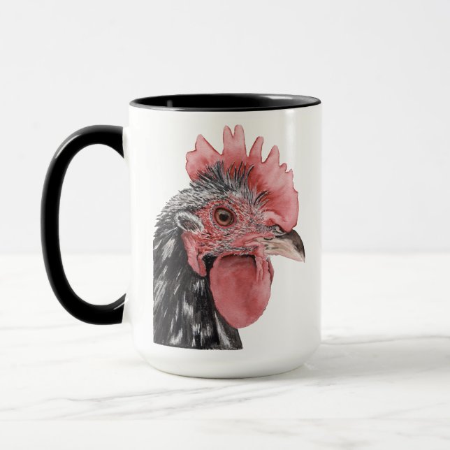 Mug Musique à coq noir gras aquarelle (Gauche)