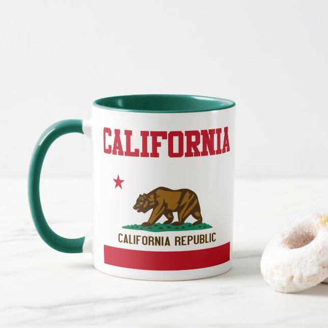 Mug Musique à drapeau de l'État de Californie (Avec donut)