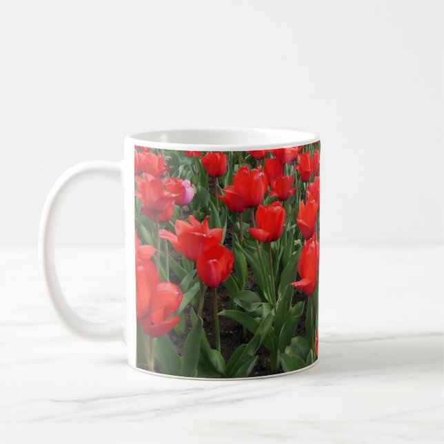 Mug Musique à fleurs de tulipe rouge (Gauche)