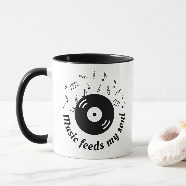 Mug Musique Alimentation Mon âme Vinyl Album (Avec donut)