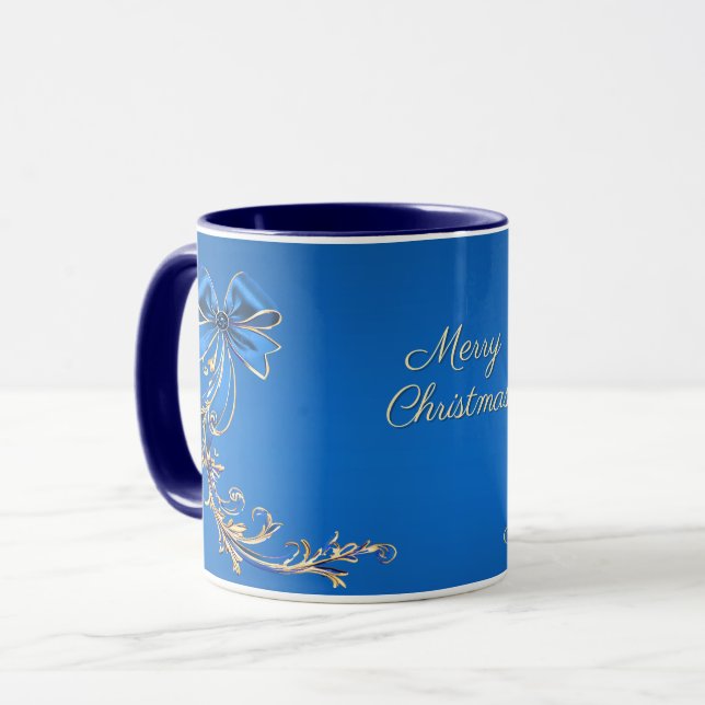 Mug Musique Blue Gold Flower (Devant gauche)