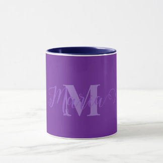 Mug Musique combinée violette monogramme personnalisée