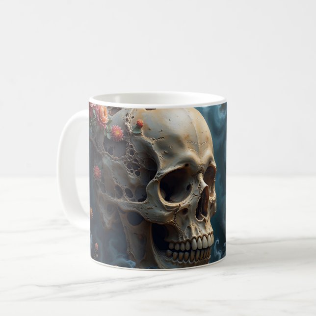 Mug Musique crâne florale (Devant gauche)