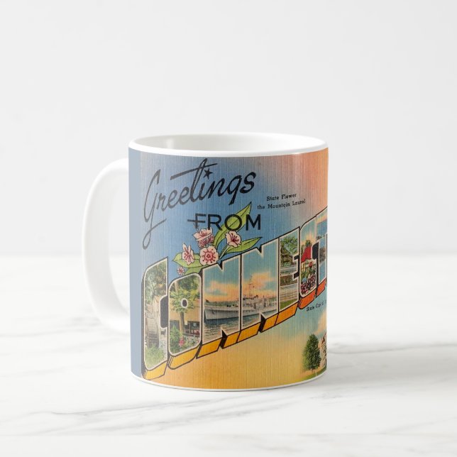 Mug Musique de carte postale Retro Connecticut (Devant gauche)