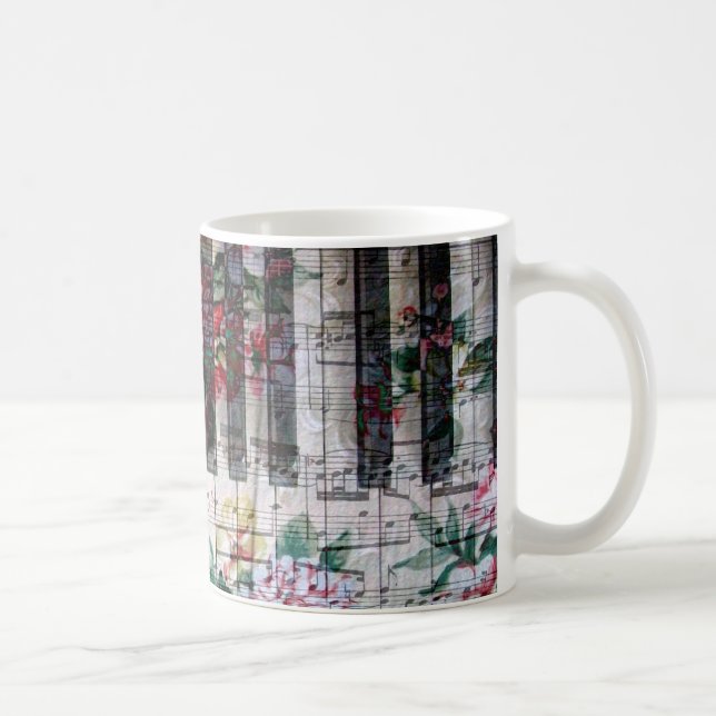 Mug musique de clavier vintage florale (Droite)
