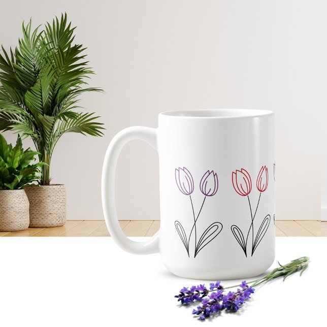 Mug Musique de conception de fleur de tulipe simple (Créateur téléchargé)