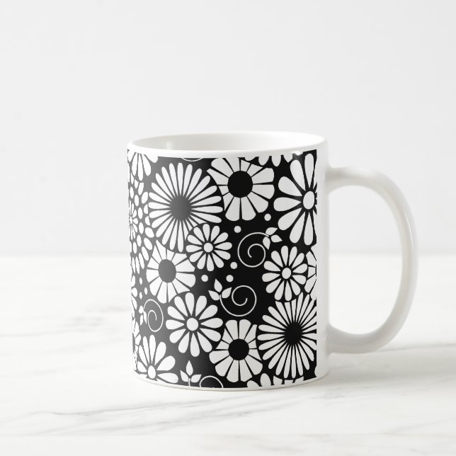 Mug Musique de fleurs blanches rétro (Droite)