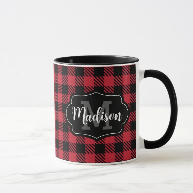 Mug Musique de Monogramme à deux tons rouge noir (Droite)