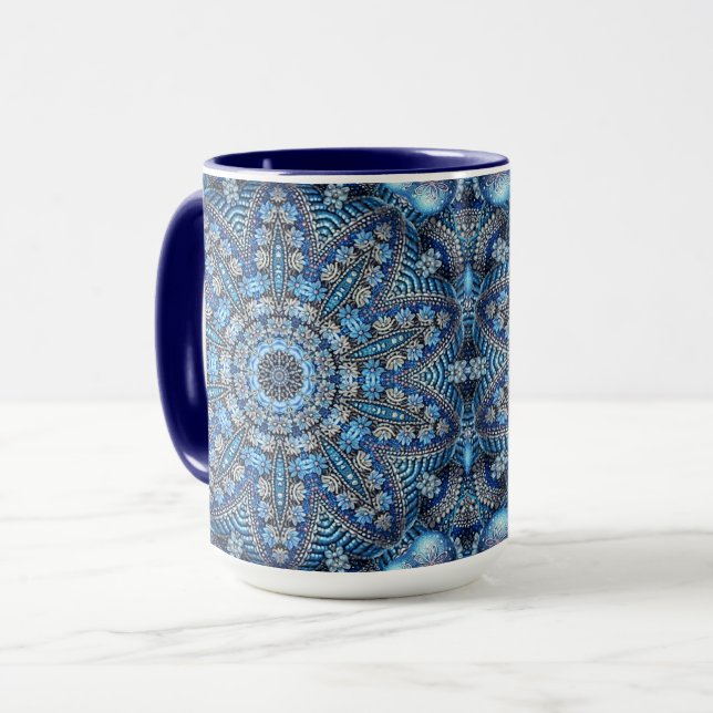 Mug Musique de Noël Décorée Bleue (Devant gauche)