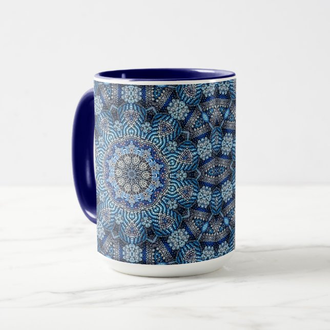 Mug Musique de Noël Décorée Bleue (Devant gauche)