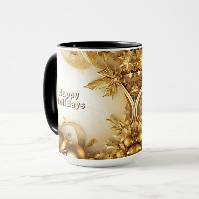 Mug Musique de Noël Feuille d'or (Devant gauche)