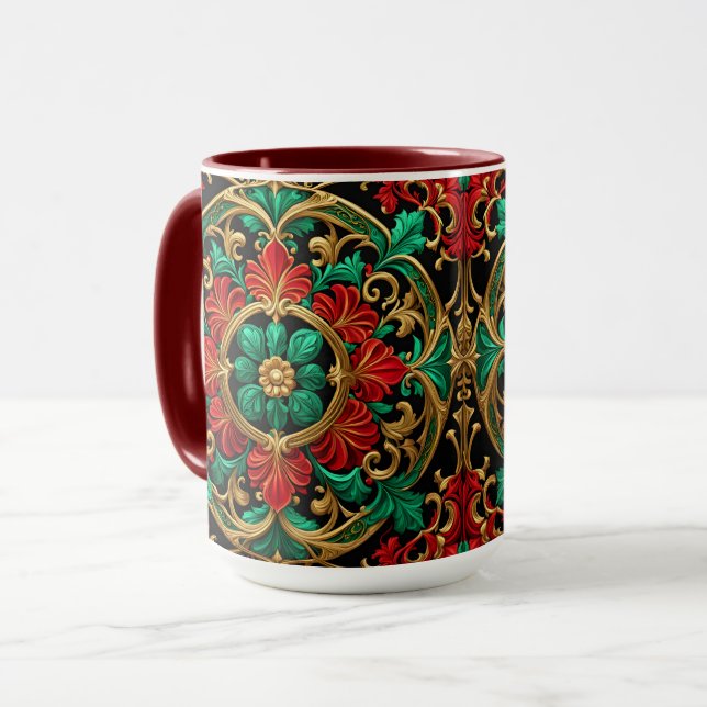 Mug Musique de Noël Rouge Vert (Devant gauche)