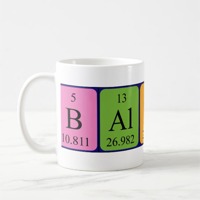 Mug Musique de nom de table périodique Baldwin (Gauche)