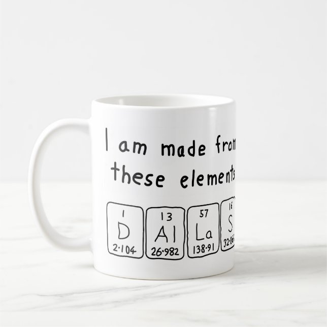 Mug Musique de nom de table périodique Dallas (Gauche)