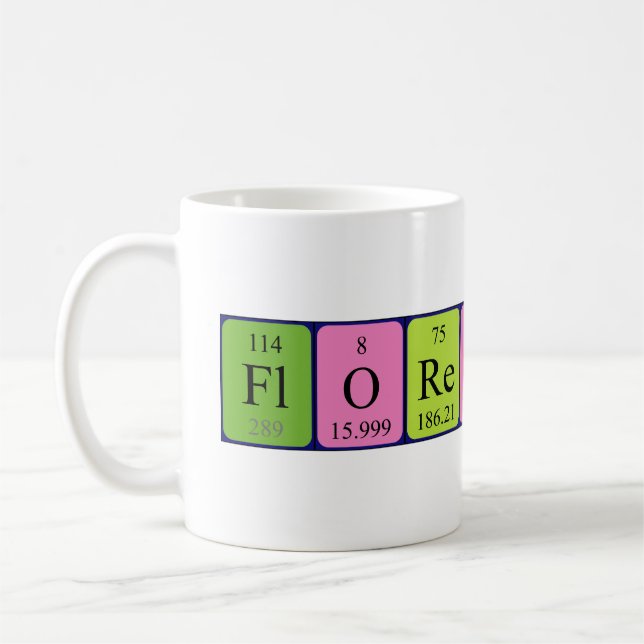 Mug Musique de nom de table périodique florentine (Gauche)