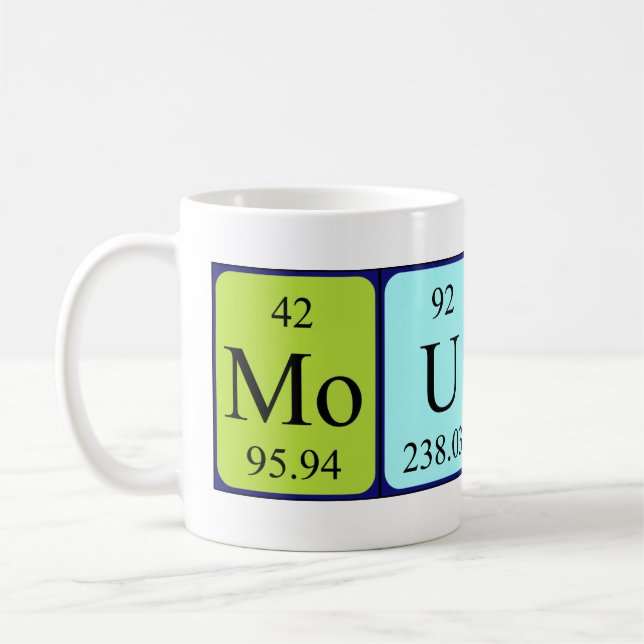 Mug Musique de nom de table périodique Mousey (Gauche)