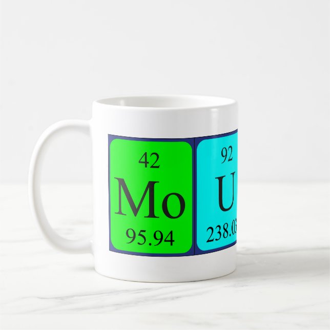 Mug Musique de nom de table périodique Mousey (Gauche)