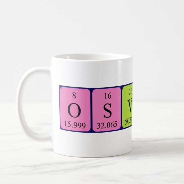 Mug Musique de nom de table périodique Osvaldo (Gauche)