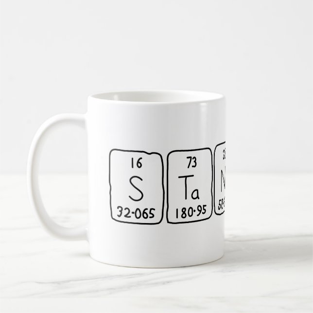 Mug Musique de nom de table périodique Stanislav (Gauche)