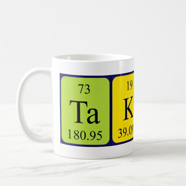 Mug Musique de nom de table périodique Takeru (Gauche)