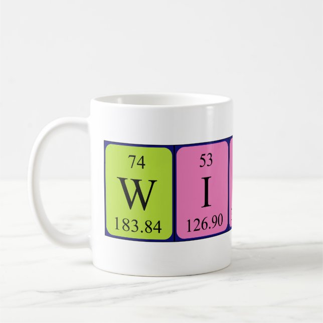 Mug Musique de nom de table périodique Wissam (Gauche)