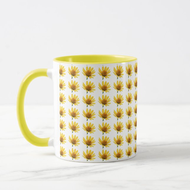 Mug Musique de photo à fleurs jaunes (Gauche)