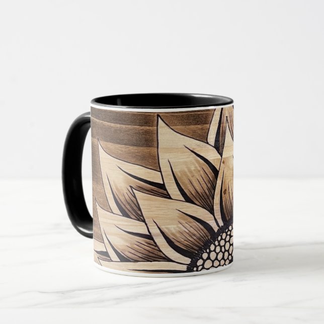 Mug Musique de tournesol rustique (Devant gauche)