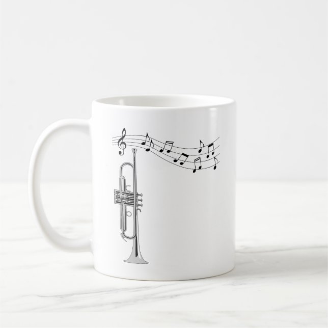 Mug Musique de trompette avec notes musicales (Gauche)