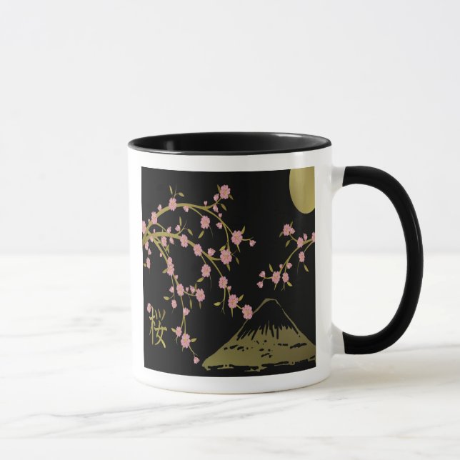 Mug Musique d'écran japonaise couleur rose Sakura or n (Droite)