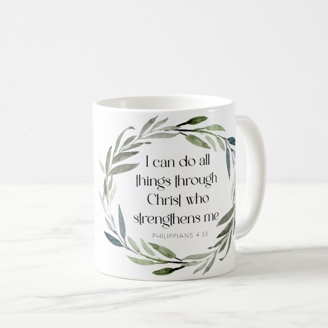 Mug Musique des écritures | Philippiens 4:13 (Devant droit)