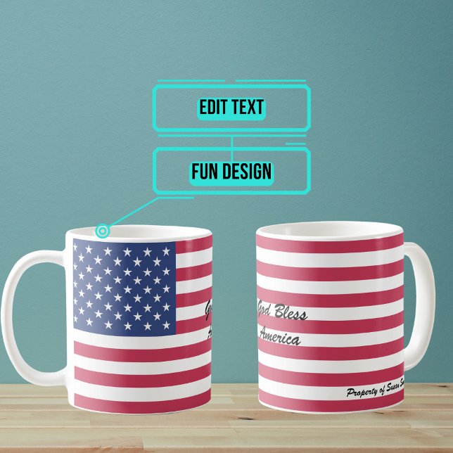 Mug Musique drapeau américain personnalisée (The USA stars and stripes on this design creates a patriotic look that you can admire.)