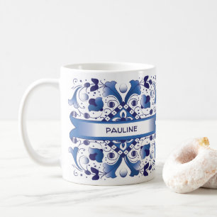 Mug Musique en carreaux bleus