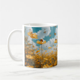 Mug Musique en céramique fleurie Jaune